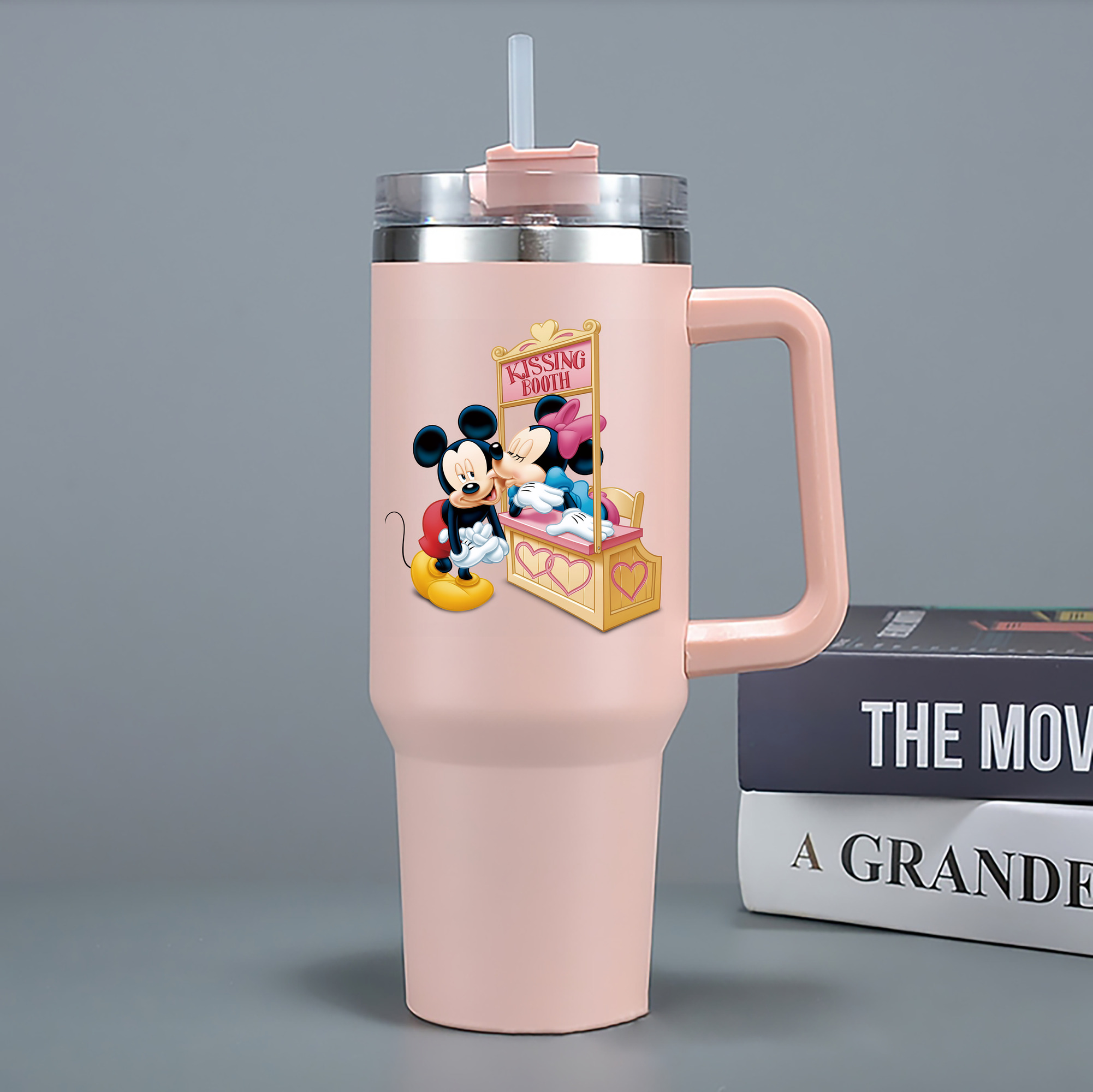 （画像用） ミッキーマウス Mickey Mouse 1200mL車用タンブラー - クリスタルステッカー（プラスチックストロー付き）